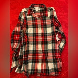 Old navy Christmas button flannel pajama top brand new